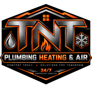 TNT Plumbing Heating and Air black hexagonal logo